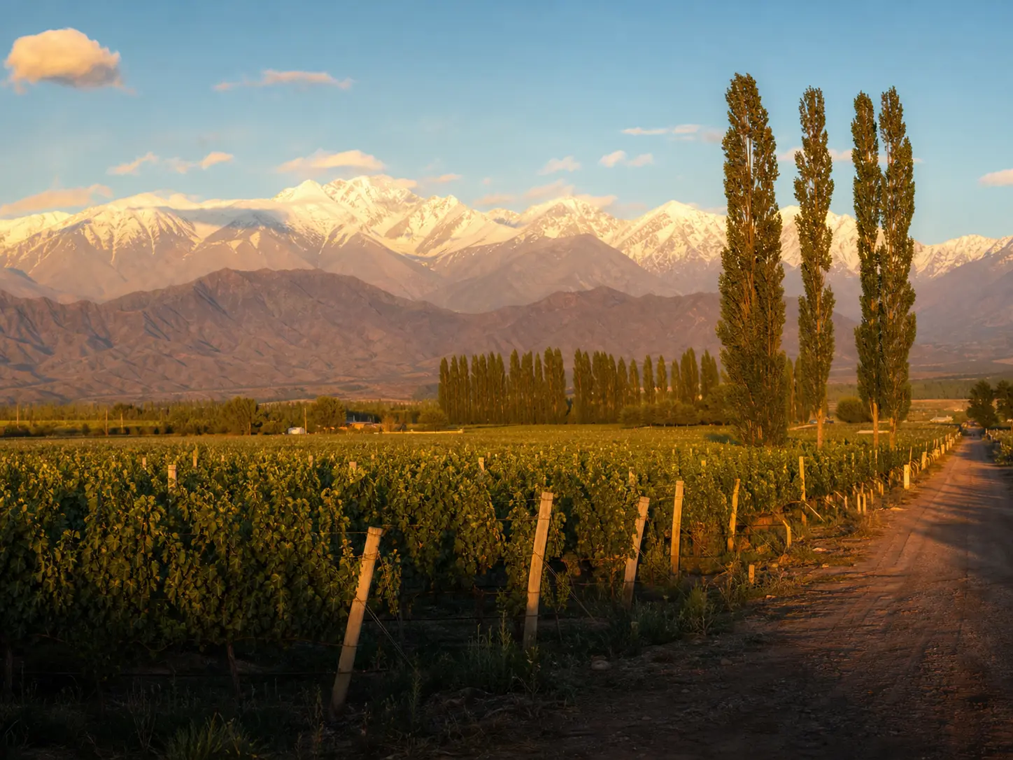 Mendoza vineyard and Andes mountains